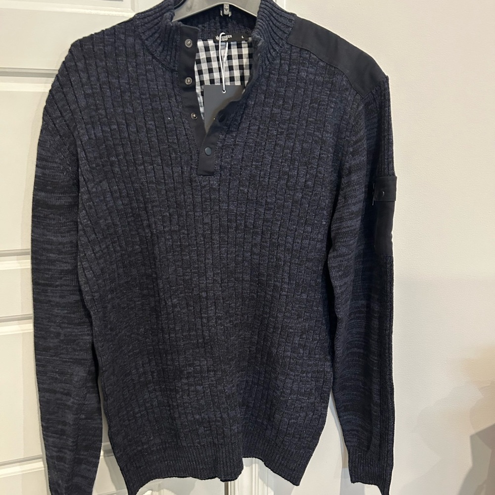 NWT Pioneer Camp Men's Pullover Sweater Snap-Henley Mock Neck Sweater